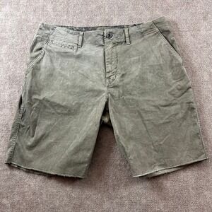 Paperbacks Shorts Mens 34 Olive Green Stretch Chino Raw Hem Casual Utility